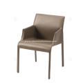 ltalian minimalist khaki saddle leather armrest chairs